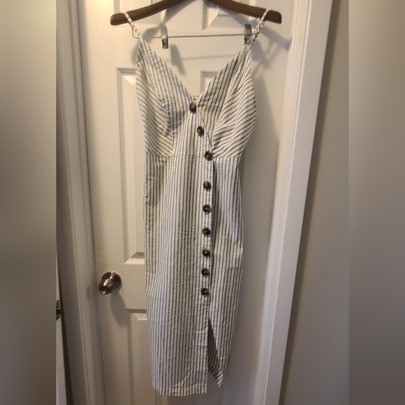 BRAND NEW Mint Limit Button Down Midi Dress in Stripe - Picture 5 of 8